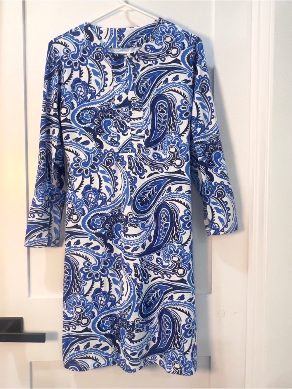 IBKUL Blue Paisley Zip Front UPF 50 Vented Dress Size M
